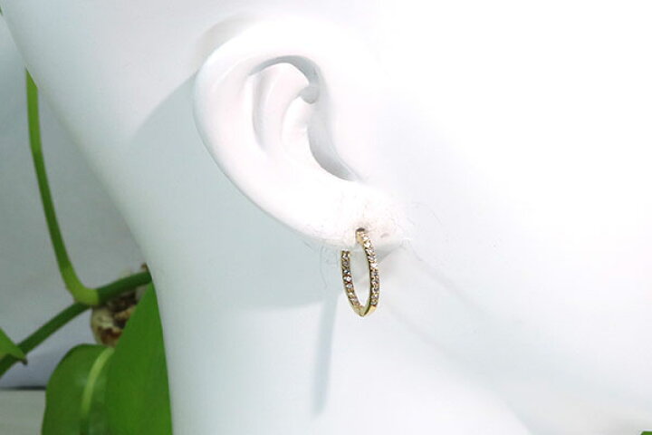 楽天市場】ダイヤモンド フープピアス 0.50カラット 18金イエロー 