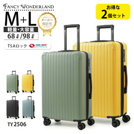 【最大30％offクーポン】スーツケース 2点セット M Lサイズ 中型 大型 軽量 キャリーケース TSAロック付き ハードケース 静音キャスター 修学旅行 海外旅行 出張 長期滞在 レディース メンズ TY2506