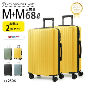 【最大30％offクーポン】スーツケース 2点セット Mサイズ 中型 軽量 大容量 キャリーケース 静音キャスター TSAロック付き ハードケース 修学旅行 出張 海外旅行 人気 メンズ レディース TY2506