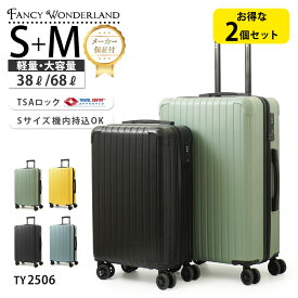 【最大30％offクーポン】スーツケース 2点セット S Mサイズ 小型 中型 軽量 キャリーケース 機内持ち込み対応 TSAロック付き 静音ダブルキャスター ハードケース 旅行 出張 修学旅行 レディース メンズ TY2506