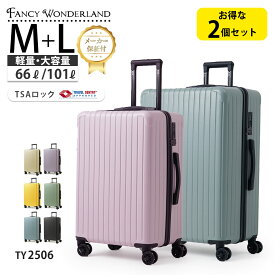 【最大50％OFFクーポン配布中】スーツケース 2点セット M Lサイズ 中型 大型 軽量 キャリーケース TSAロック付き ハードケース 静音キャスター 修学旅行 海外旅行 出張 長期滞在 レディース メンズ TY2506
