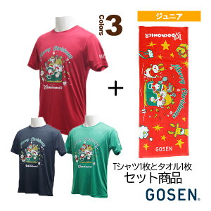(NPT20/NTF06)ぽちゃ猫/クリスマス Tシャツ&タオルセット/ジュニア ゴーセン テニスウェア(ジュニア)