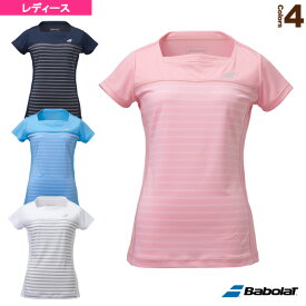 ショートスリーブシャツ／カラープレイライン／レディース（BTWPJA05）《バボラ テニス・バドミントン ウェア（レディース）》