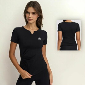 ★ ALO Yoga ★半袖 tシャツ レディース Tシャツ レディース カットソー 大人 透け防止機能 半袖 コットン 綿 無地 ボーダー スーツ インナー 白 Uネック シームレス シンプル オフィス リクルート ユニフォーム 制服