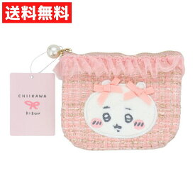 ちいかわ リボンシリーズ ツイードティッシュポーチ ちいかわ CW34870 チュールフリル ポーチ リボン ピンク 大人 かわいい おしゃれ おでかけ 小物 収納 コンパクト サイズ 粧美堂