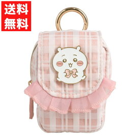 ちいかわ カラビナ付き ミニポーチ ちいかわ CW00916 ピンク チェック レイヤード リボン おしゃれ かわいい 雑貨 春 おでかけ バッグにつけられる カラビナ付き ミニポーチ 小物 収納 ちいかわ バッグ ポリエステル シンプル