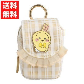 ちいかわ うさぎ カラビナ付き ミニポーチ イエロー チェック レイヤード リボン リップ 小物 春 コンパクトサイズ 収納 ちいかわ バッグ ポリエステル シンプル 雑貨