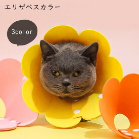 エリザベスカラー 猫 ネコ 小型犬 中型犬 イヌ ペット用品 ペットグッズ 毛づくろい防止 噛みつき防止 花型 フラワー スナップボタン フェルト 無地 イエロー ピンク オレンジ かわいい キュート ポップ カジュアル おしゃれ