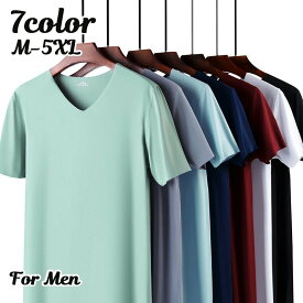 カットソー Tシャツ 半袖 シームレス 薄手 メンズ 紳士用 男性 トップス インナー Vネック カットオフ アウターに響きにくい シンプル 無地 単色 タイト フィット スリム 着回し おしゃれ かっこいい カジュアル デイリー 普段使い 大きいサイズ