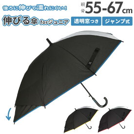 キッズ 傘 男の子 定番 窓付き 55cm 伸びる傘 雨傘 傘 シンプル 無地 雨具 レイングッズ 子供 子ども こども ボーイズ おしゃれ 通学 プレゼント 贈り物