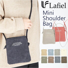 Lafiel ラフィール ミニショルダーバッグ プリント 定番 ショルダーバック ショルダーバッグ ミニショルダーバック ショルダー 調整可能 ミニ ミニショルダー 仕切り 帆布 キャンバス 小さめ 英字 文字 ブランド シンプル おしゃれ