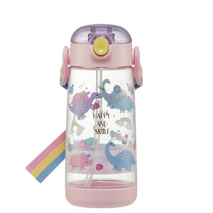 水筒 キッズ ストロー 定番 ストローボトル ワンタッチ ワンプッシュ 子ども こども 子供 軽量 ショルダー ベルト付き ボトル クリア プラスチック スケーター 通園 通学 幼稚園 かわいい 男