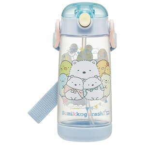 ストローボトル 480ml SKATER スケーター 定番 クリアボトル 透明 ワンプッシュボトル キッズ 子供用 こども 軽量 軽い かわいい ワンプッシュ ストロー付き 保育園 幼稚園 通園 通学 小学生 小