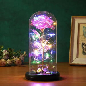 ガラスドーム ライト 定番 ガラス ドームライト 卓上ライト LED フラワーライト LEDライト フラワー 花 バラ 蝶 オブジェ 置物 ガラスアート 作り物の花 一輪 室内 リビング イルミネーション