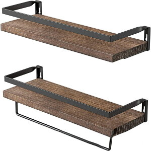 ウォールシェルフ 木製 壁掛け棚 定番 壁掛けラック ウォールラック ラック 収納棚 アイアンシェルフ スパイスラック 飾り棚 洗面台 小物置き トイレ壁棚 ガード付き アンティーク シンプル