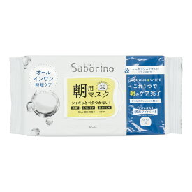 Saborino サボリーノ 目ざまシート アンドホワイト 32枚入 フェイスケア フェイスマスク パック I 朝用 オールインワン時短ケア フレッシュハーブの香り[送料別]