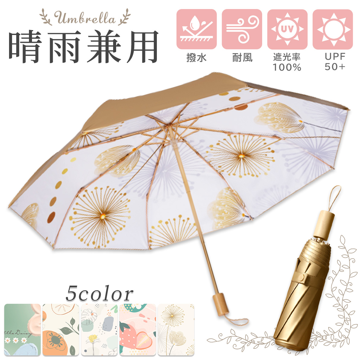 晴雨兼用傘 日傘 折り畳み傘 紫外線99%カット 花柄 UVカット 黄色 通販