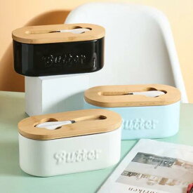 【期間限定 300円OFFクーポン】バターケース 保存容器 バター バターボックス 木葢 陶器 ケース バター入れ バターナイフ ボックス キッチン収納 調味料収納 容器 北欧 シンプル おしゃれ カット 簡単 便利 調理 パン お菓子 料理 製菓 保存 お菓子作り