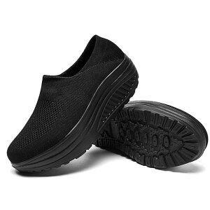 爆売中 スニーカー レディース 白 黒 一部当日発送 40代 50代 厚底 スリッポン ウォーキングシューズ トレーニング ジム ランニング 靴 軽量 幅広 送料無料