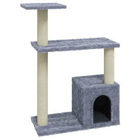 キャットタワー スリム 小型猫 猫タワー おしゃれ 省スペース 据え置きタイプ 置き型 猫ハウス ねこ ベージュ グレー