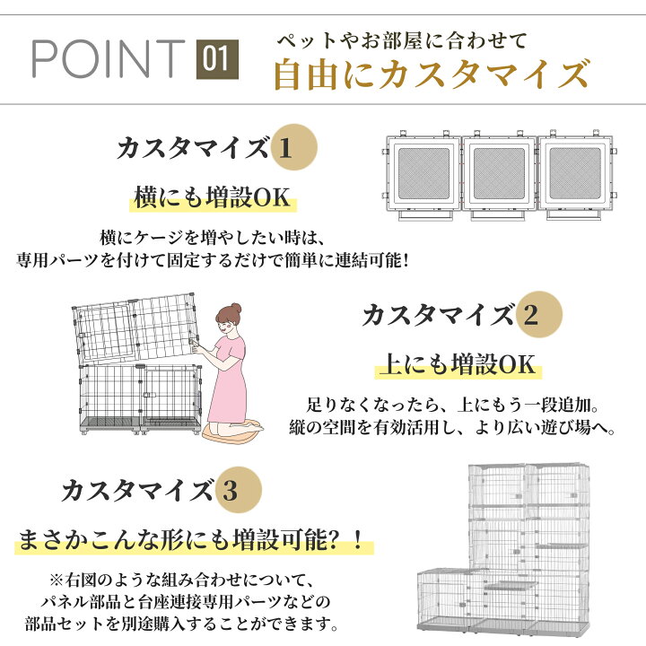 楽天市場】【5％オフ】【自由組み合わせ】猫 ケージ キャットケージ 3 
