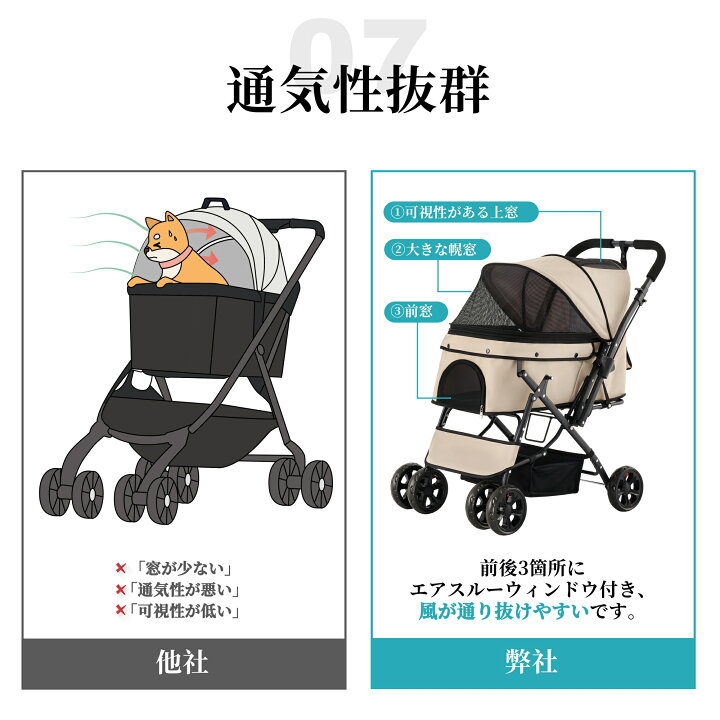 楽天市場】【ポイント20倍】【自立機能&対面式】ペットカート 中型犬 