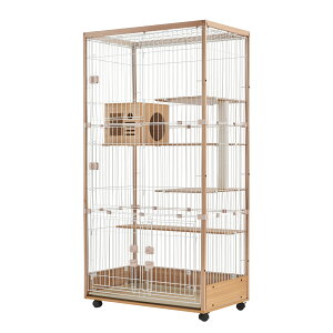 【◎10月24日20時~76時間ポイント20倍 新作ワイド無垢材】キャットケージ 3段 ワイド 猫 ケージ 天然木 無垢材 キャスター付き 多頭飼い ハンモック付き 留守番 保護 脱走防止 キャットハウス
