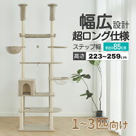 【幅広設計超ロング】キャットタワー 突っ張り 全高223～259cmから選べる 幅広 ロング 多頭 宇宙船 ハン…