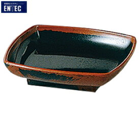 エンテック／ENTEC　長次郎窯　角小皿　内黒　AN-55B　（日本製・国産・メラミン食器・和食器・角皿・千羽鶴印）