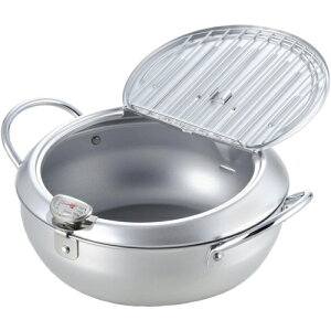 ヨシカワ 味楽亭II フタ付天ぷら鍋24cm 温度計付 SJ1025 (電磁調理器対応・IH対応・日本製・蓋付き)