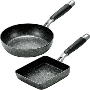 よこやま ニューネオストーンプレミアム フライパン20cm&玉子焼13×18cm NNS-801S (電磁調理器対応・200V IH対応・玉子焼き器・卵焼き器・エッグパン)