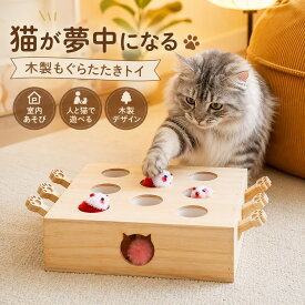 【海の日連休先取り｜15％OFF】【楽天1位】 猫 おもちゃ 木製 モグラ叩き 5穴 猫のおもちゃ 猫スクラッチゲーム 一人遊び 猫が飽きない ストレス解消 退屈な屋内猫ゲーム用マウスキャッチゲーム 知育玩具 自分で遊ぶ好奇心をくすぐる