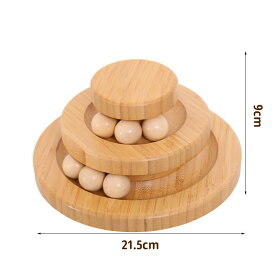 【秋のお得SALE★店内8%OFF】猫用 木製ボールタワー 2段 3段 回転ボールトラック 竹製 猫おもちゃ 木球 鈴付きボール 室内遊び 爪で転がす 知育玩具 運動不足対策 ペット用品