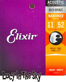 Elixir ( エリクサー ) アコギ弦 NANOWEB Custom Light #11027 [.011 - .052]