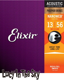 Elixir ( エリクサー ) アコギ弦 NANOWEB Phosphor Bronze Midium #16102［.013-.056］