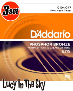 D'Addario i __I j ARM Phosphor Bronze Wound Extra Light #EJ15-3Dm.010-.047n3set