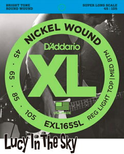 D'Addario i __I j x[X Nickel Wound Bass Light Top Btm #EXL165SLm.045-.100nSuperLong