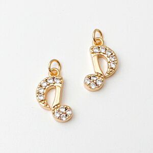 【アクセサリーパーツ】《高品質パーツ》 音楽シリーズ 8分音符 音符 八分音符 モチーフ ゴールド ラインストーン/ネックレス ブレスレット accessory ハンドメイド 手作り 手芸 DIY 1個売り