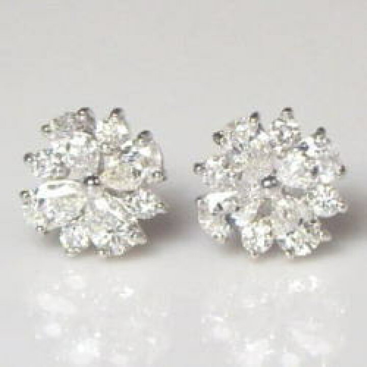 楽天市場】K18YG/PG/WG【1.0ct】フラワー ダイヤモンドピアス ペア 