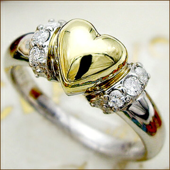 楽天市場】K18(腕)xpt900【0.2ct】ハートダイヤモンドリング 