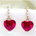 あす楽【グレードupあす楽不可】【大特価】K18ピンクゴールドダイヤモンド【0.08ct】［SIクラス］透明感溢れるダイヤ＆約2.40ct 天然ルビーハートカットスウィングピアス【ルビー加熱・含浸処理】ルビー 7ミリハート 可愛い 誕生日 母の日 ギフト 記念日【送料無料】