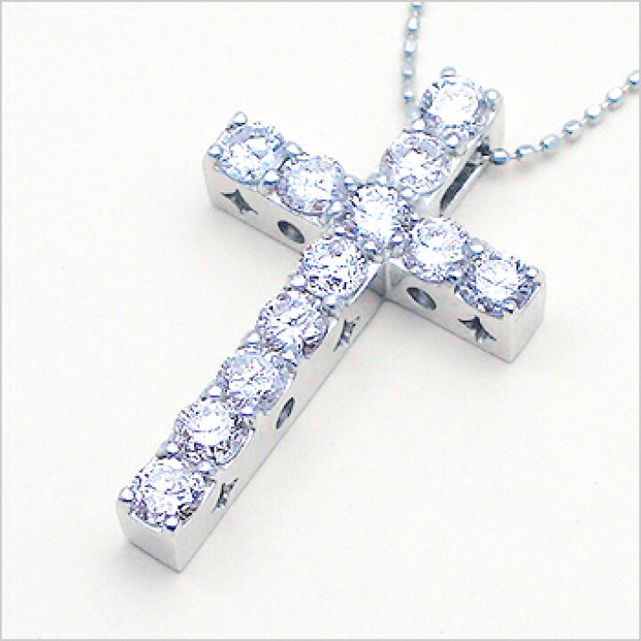 楽天市場】pt900【1.5ct】ダイヤモンドクロス ペンダントネックレス[VS 