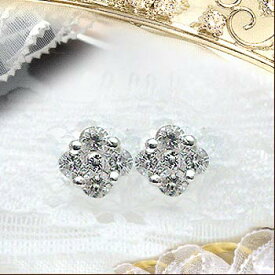 【大特価】pt900【0.3ct】フラワーダイヤモンドピアス『Florwer』 ［SIクラス F～Dカラー 無色透明 GOOD～VERYGOOD］ハートアンドキューピットフラワーダイヤモンドピアス ダイヤモンドクロスピアス フラワー 花 クロス 記念日【送料無料】