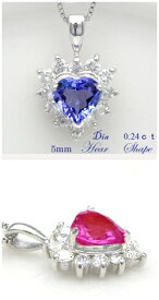 【選べる素材】K18YG/PG/pt900【0.24ct】ハートカット＆ダイヤモンドネックレス［SIクラス F～Dカラー 無色透明 GOOD～VERYGOOD］5mm ハートシェイプ タンザナイト サンタマリアアクアマリン ピンクトルマリン オパール誕生石 誕生日 記念日【送料無料】