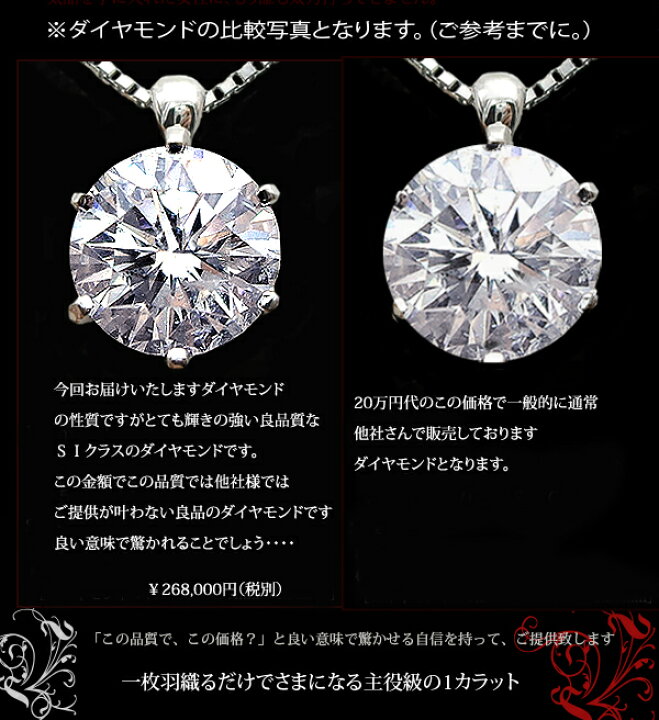 楽天市場】pt900 1.0ct 一粒ダイヤモンドネックレス［SI-2〜I1 H〜F 