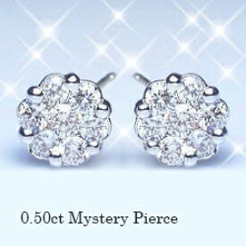 あす楽【グレードupあす楽不可】【大特価】pt900【0.5ct】フラワーダイヤモンドピアス『TranFleur』［SIクラス F～Dカラー 無色透明 GOOD～VERYGOOD] ハートアンドキューピットミステリー 誕生日 プレゼント 記念日 贈り物 母の日 ギフト【送料無料】