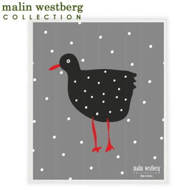マリンウェストバーグ　北欧スポンジワイプ　たくさんの雪の鳥　　malin westberg(布巾ふきん 結婚祝い出産祝い内祝いプレゼントギフト）引越し 挨拶 粗品洗剤との相性抜群ディッシュクロスdishcloth