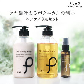 【20%OFF】ヘアケア 3点セット シャンプー コンディショナー トリートメント ヘアオイル 洗い流さない アウトバス 髪 プレゼント ギフト うねり パサつき 乾燥 ツヤ ハリ［プリュ（PLuS）ヘアケア セット］ZZ 送料無料