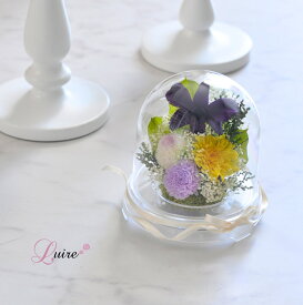 自然素材仏花 プリザーブドフラワー仏花 ドーム お供え花 供花 お悔み お盆 枯れない仏花 菊 お手入れ不要 ドーム仏花 仏壇用 一対【かすみ】
