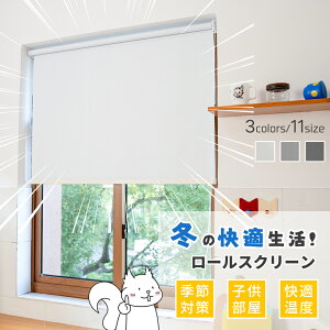【冬の快適な住まい作り】ロールスクリーン ロールカーテン 保温 防寒対策 防音 噪音軽減 既製品 北欧風 おしゃれ 無地柄 チェーン式 間仕切り 既製サイズ 表裏同色 目隠し カーテン 子供部